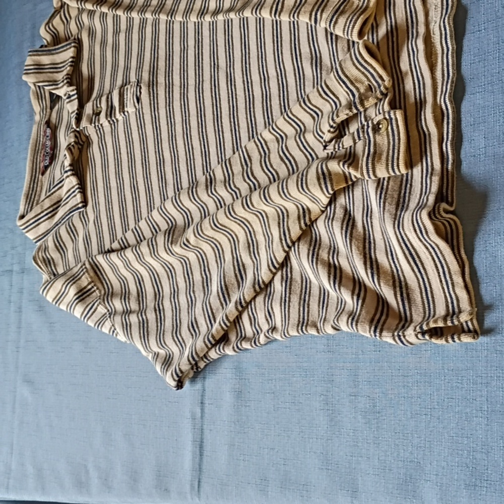Old College Inn Striped Polo in Cream, Navy & Olive - Picture 6 of 10
